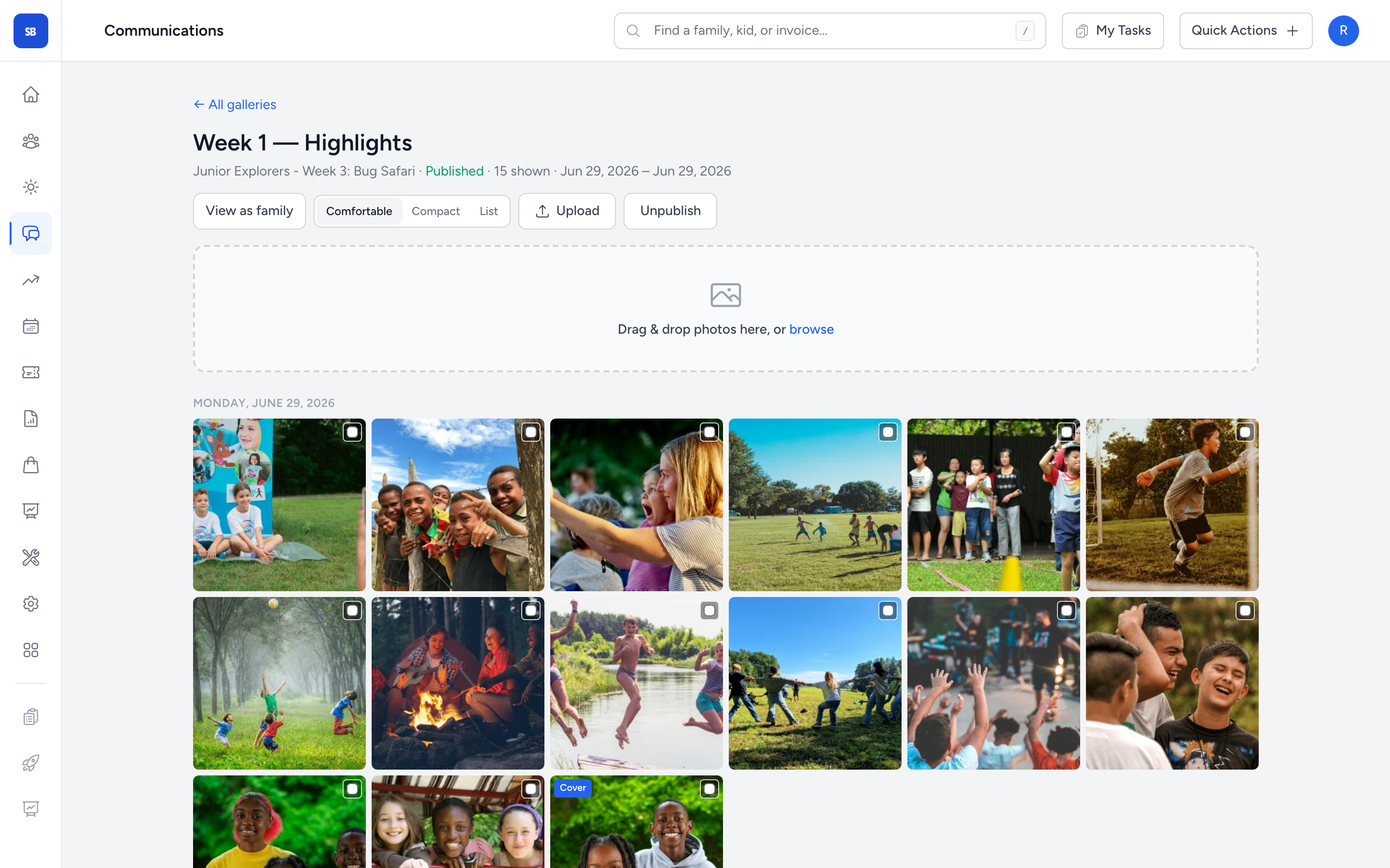 Photo Galleries & Face ID screen in SummerBoss