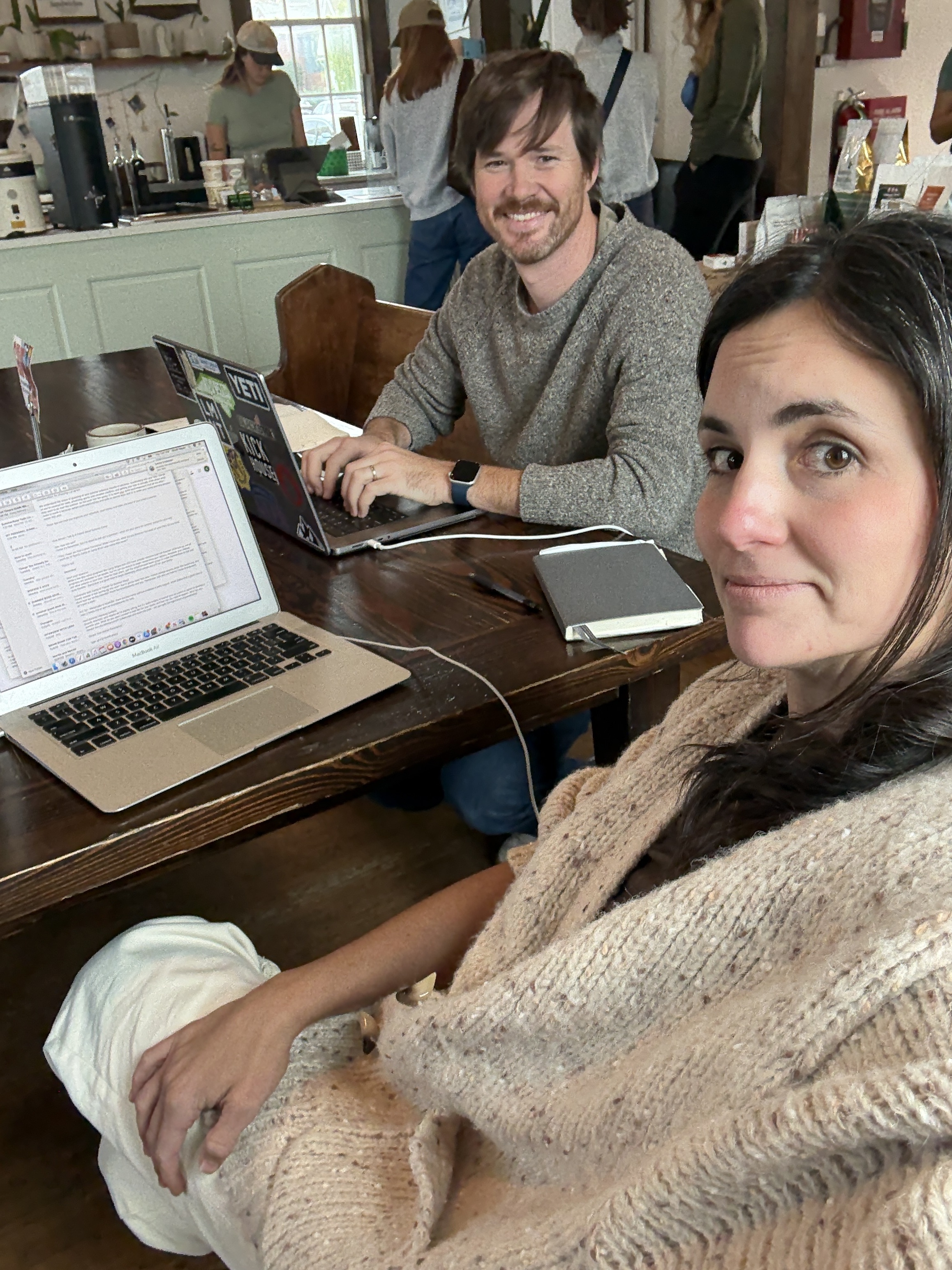 Working at the coffee shop